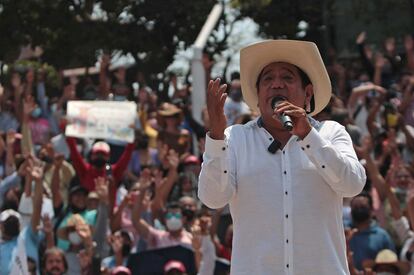 Félix Salgado Macedonio en un mitin de protesta en la localidad de Chilpancingo, en el estado de Guerrero.