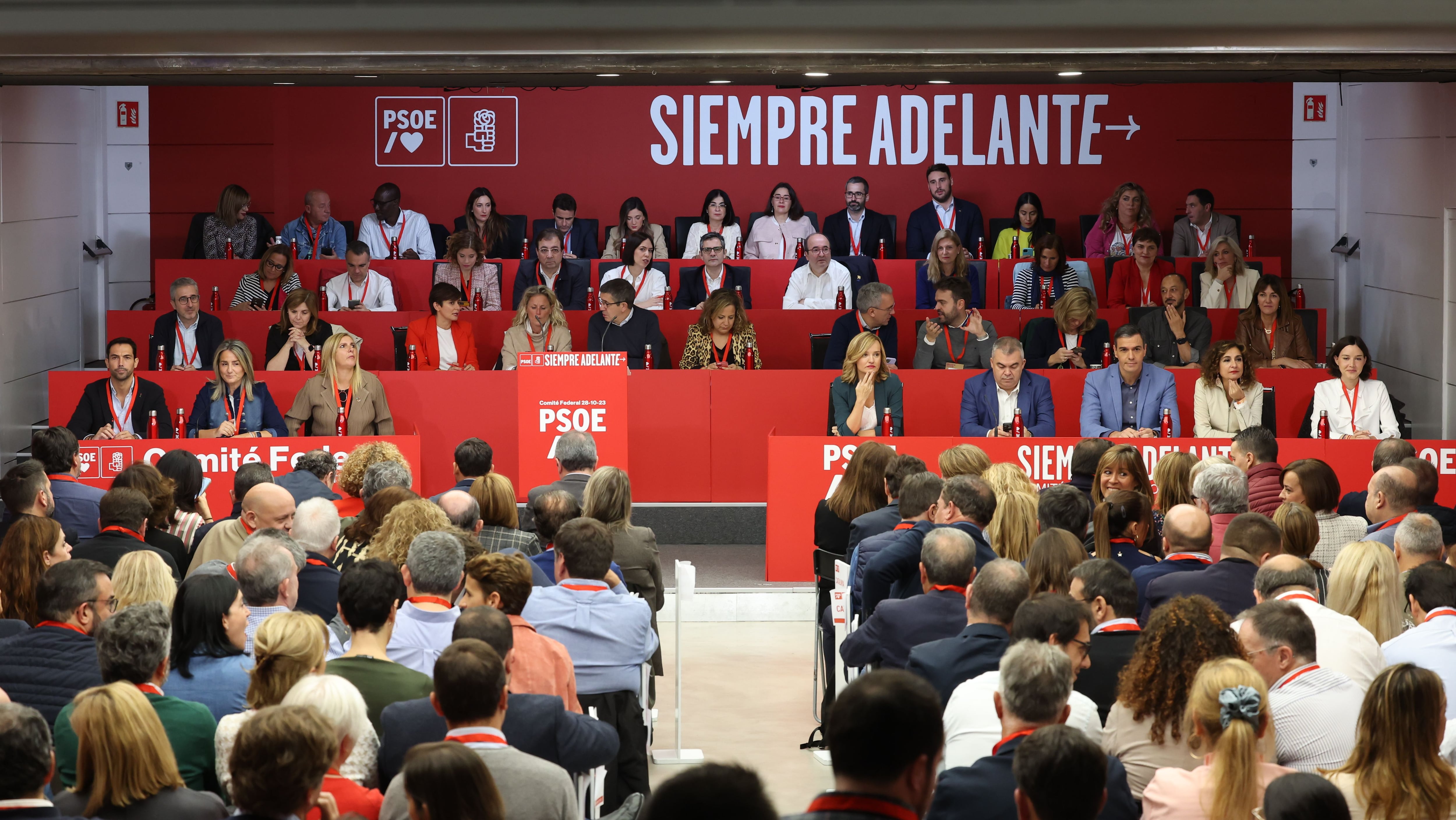 MADRID, 28/10/2023.- Vista general de la reunión de Comité Federal del PSOE, este sábado en la sede de Ferraz, en Madrid. EFE/ Kiko Huesca
