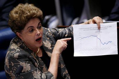 Dilma Rousseff se defiende ante las acusaciones de senadores brasileños.