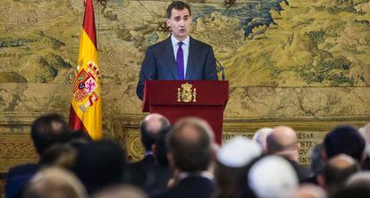 El rey Felipe, este lunes, en el Palacio Real.