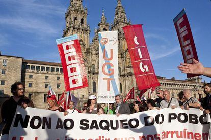 Manifestación en la plaza del Obradoiro, en Santiago de Compostela