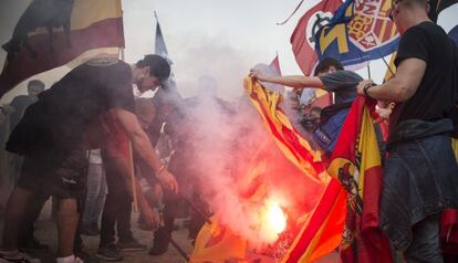 Manifestación de radicales de derechas en Montjuïc, en 2015.