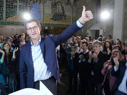 El presidente de la Xunta, Alberto Núñez Feijóo, tras presidir la junta directiva del PP gallego.