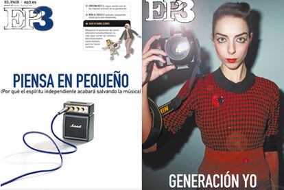 La tapa de <i>Piensa en pequeño </i>(2007)<i> </i>y la portada de <i> Generación Yo </i>(2008), un autorretrato real.