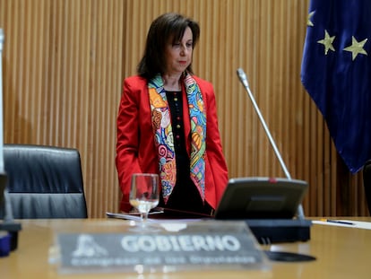 Margarita Robles, durante su comparecencia ante la Comisión de Defensa del Congreso.