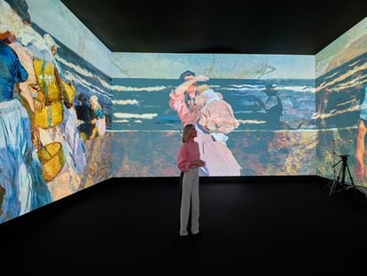Una mujer visita la exposición 'Sorolla a través de la luz', en el Palacio Real, el pasado febrero, en Madrid.