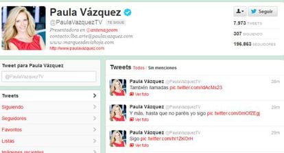 Perfil de Twitter de Paula Vázquez