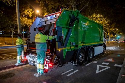 An electric garbage truck in Barcelona, ​​last Wednesday. 