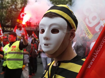 Manifestación de sindicatos en París, el pasado 14 de junio.