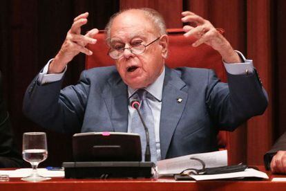 Jordi Pujol comparece en el Parlament. Barcelona.