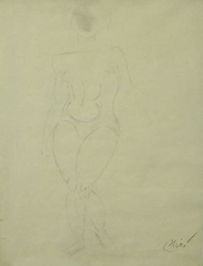 El dibujo de Joan Miró que puede verse en la exposición.