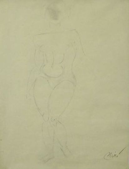 El dibujo de Joan Miró que puede verse en la exposición.