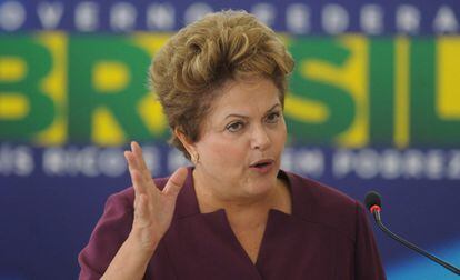 Dilma Rousseff, en una rueda de prensa en Brasil.