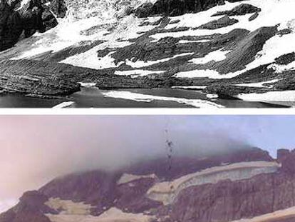 Glaciar del Monte Perdido, en fotos tomadas en 1910 y en 2004