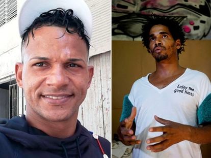 Protestas en Cuba: El rapero Maykel Castillo (i), conocido popularmente como Osorbo, y el artista Luis Manuel Otero Alcántara