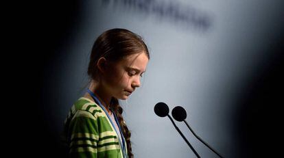 La activista sueca Greta Thunberg, durante la cumbre del clima de Madrid, en diciembre.