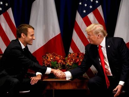 Donald Trump y Emmanuel Macron en Nueva York, el 18 de septiembre pasado.