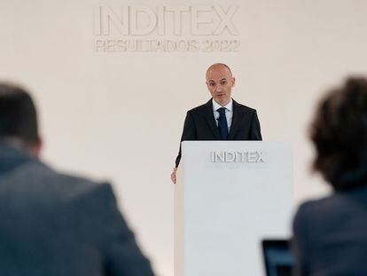 Oscar Garcia Maceiras, consejero delegado de Inditex, en la rueda de prensa de presentación de resultados anuales.