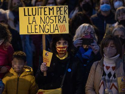 Manifestación en defensa de la escuela en catalán en Canet de Mar, Barcelona, el pasado mes de diciembre.