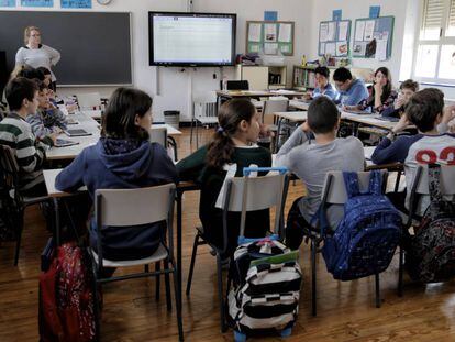 Aula de un colegio p&uacute;blico madrile&ntilde;o, en una imagen del archivo. 