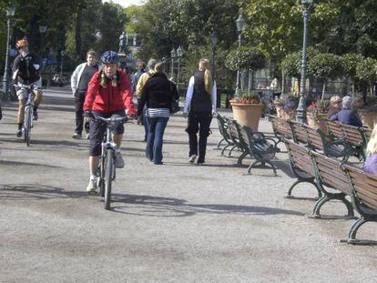 Parque de ciclistas en Helsinki (Finlandia).