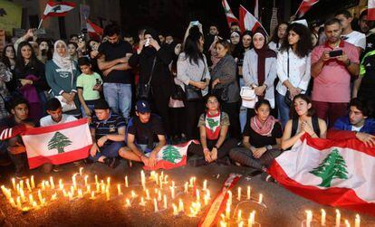 Vigilia en memoria de Alaa Abu Fajer, este miércoles en Sidón.