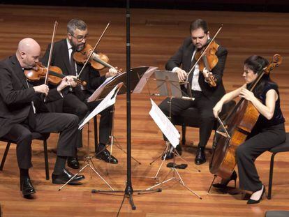 El Cuarteto Quiroga, este lunes en su concierto en Madrid.