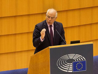 Josep Borrell, este martes en el Parlamento Europeo.