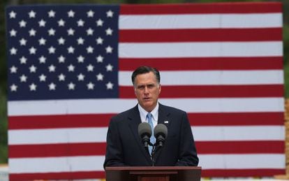 Mitt Romney ofrece un discurso de campa&ntilde;a en New Hampshire. 