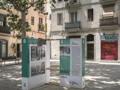 Uno de los plafones de la plaza del Raspall de la Semana de la Arquitectura.