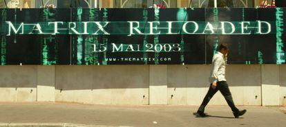 Poster for 'Matrix Reloaded' at the Cannes festival in 2003.