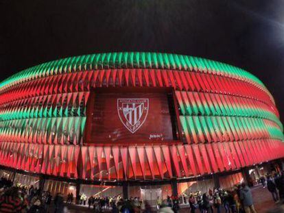 El estadio de San Mamés antes del inicio del Euskadi-Catalunya