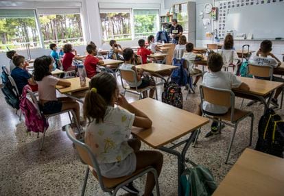 Una clase de primaria en un centro valenciano.








