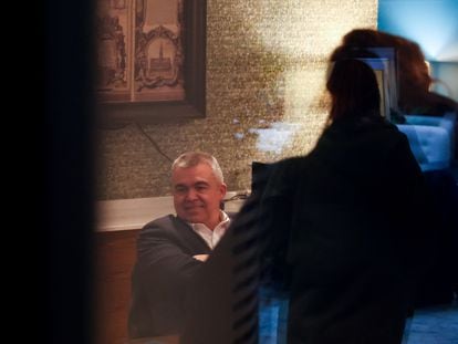 Santos Cerdán, número tres del PSOE, este lunes en un hotel de Bruselas.