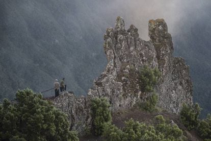 Dique volcánico en Jinama, en el interior de la isla canaria.