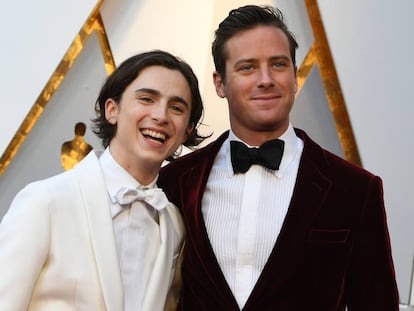 Timothee Chalamet y Armie Hammer en la gala de los Oscar 2018.