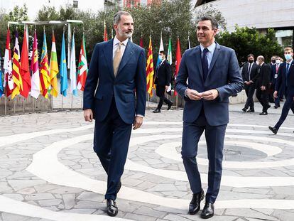 Felipe VI y Pedro Sánchez, en La Palma, el pasado 13 de marzo, con motivo de la Conferencia de Presidentes.