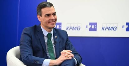 El presidente del Gobierno, Pedro Sánchez, abre un ciclo de diez encuentros sobre los fondos europeos que organizan la agencia EFE y la multinacional KPMG, en Madrid (España).