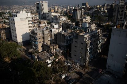 Edificios del barrio de Karantina de Beirut dañados por la explosión en el puerto el 13 de agosto de 2020.