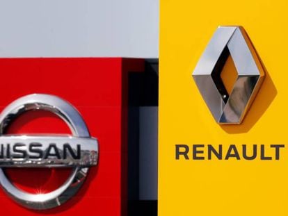 Logos de Renault y Nissan en un concesionario de Reims (Francia).