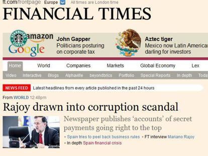 Imagen de la portada de la web de Financial Times