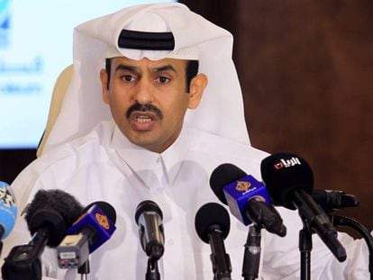 Saad al Kaabi, presidente de Qatar Petroleum (QP), durante la conferencia de prensa sobre el aumento de producción de gas en Doha, Qatar.