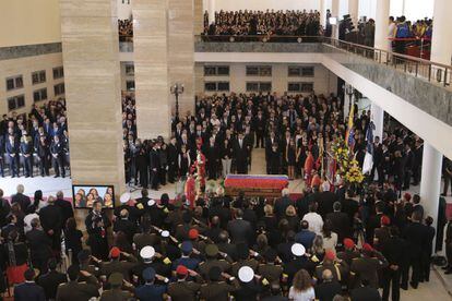 Vista general del funeral de Estado de Hugo Chávez en la Academia Militar de Caracas
