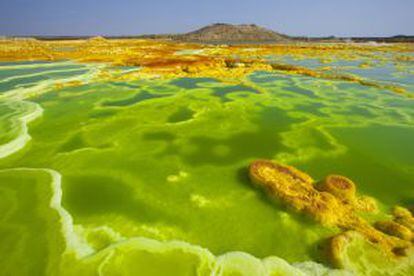 Laguna sulfurosa en la depresión de Danakil (Etiopía).
