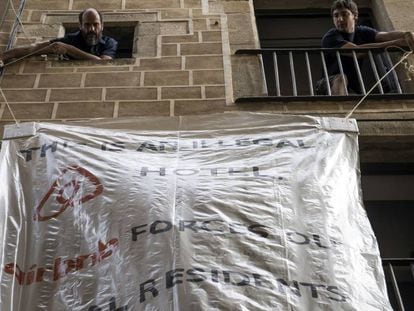 Protesta contra el alquiler para usos tur&iacute;sticos en Barcelona. 
