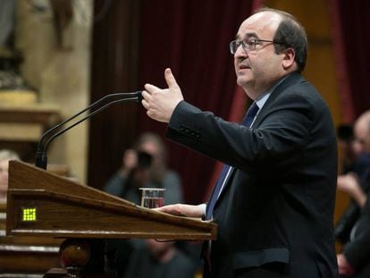 Miquel Iceta en su intervención en elm pleno de investidura.