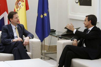 Clegg y Zapatero, anoche en La Moncloa.