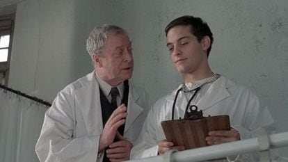 Michael Caine and Tobey Maguire, in 'The Cider House Rules', which was adapted from John Irving's novel 'Princes of Maine, Kings of New England'.
