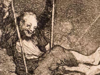 Detalle de 'Viejo columpio entre demonios' (1827), obra de Francisco de Goya.