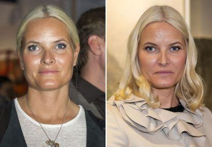 Mette Marit antes y despu&eacute;s: a la izquierda, en una imagen de septiembre pasado y, a la derecha, en febrero de 2014.